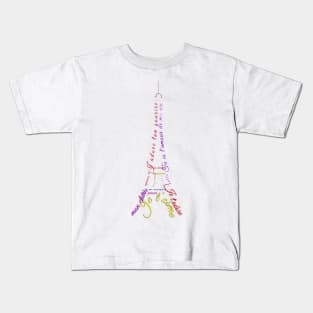 Eiffel Tower with French phases for love Kids T-Shirt